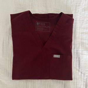 FIGS Burgundy Catarina Scrub Top